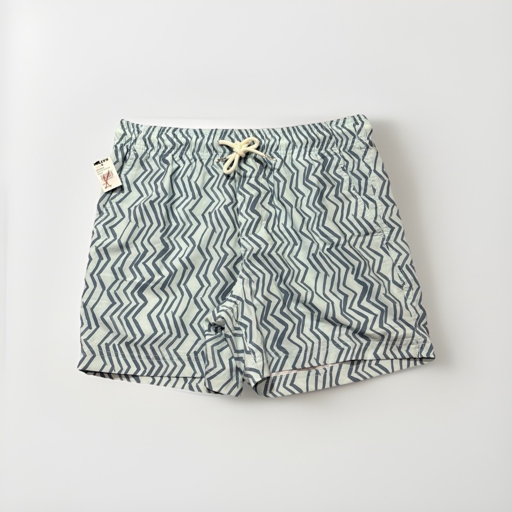 RSQ Swim Trunks Men Medium Aqua Zig Zag Pattern 5" Inseam Board Shorts